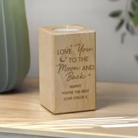 Personalised Love You to the Moon Wooden Tealight Holder Extra Image 1 Preview